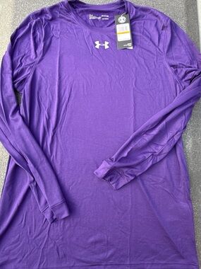 Under Armour Purple Long Sleeve Crew Shirt with White Logo